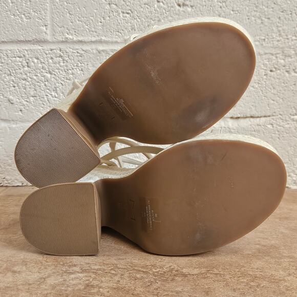 MARC FISHER Womens Ivory Strappy Padded Fetch Round Toe Espadrille Shoes Size 9 - Picture 7 of 9
